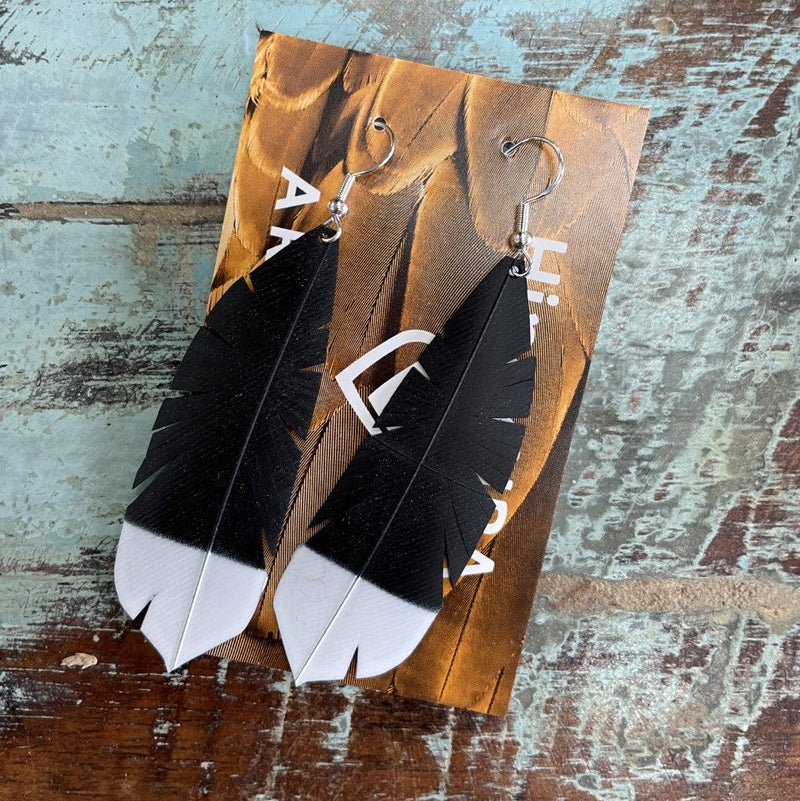 Huia Feather Earrings with White Tip