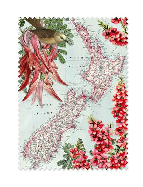 Map of NZ Lens Cloth - Tanya Wolfkamp