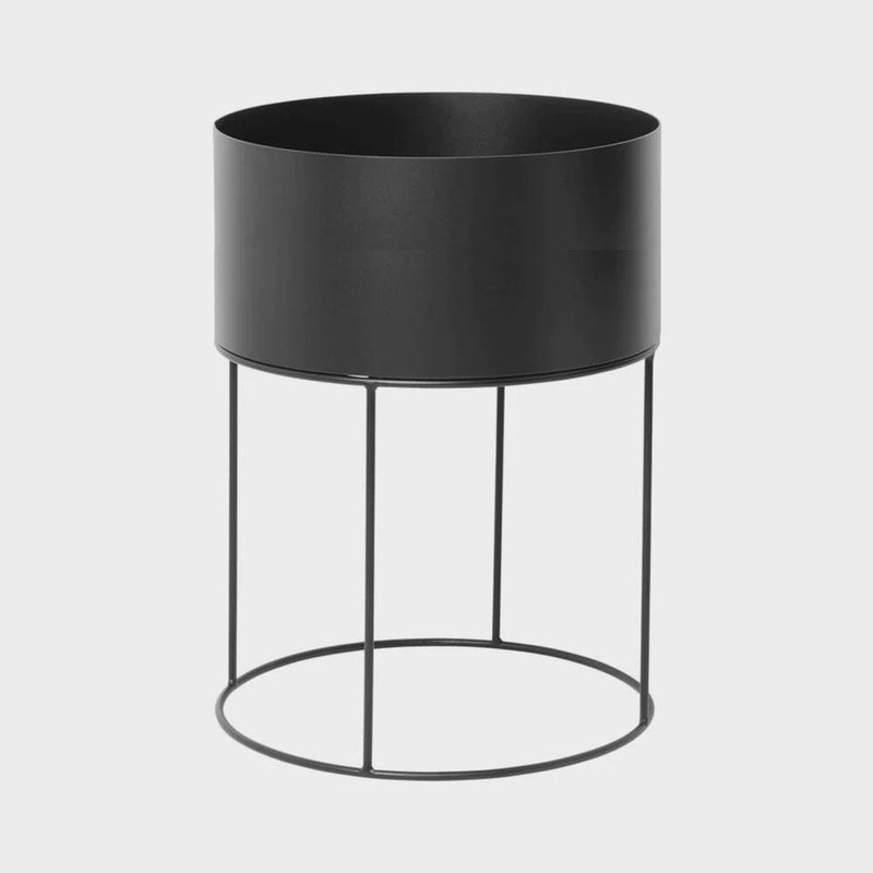 Metal Planter - Round Black