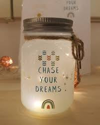 Mini message sparkle jar - Chase your dreams