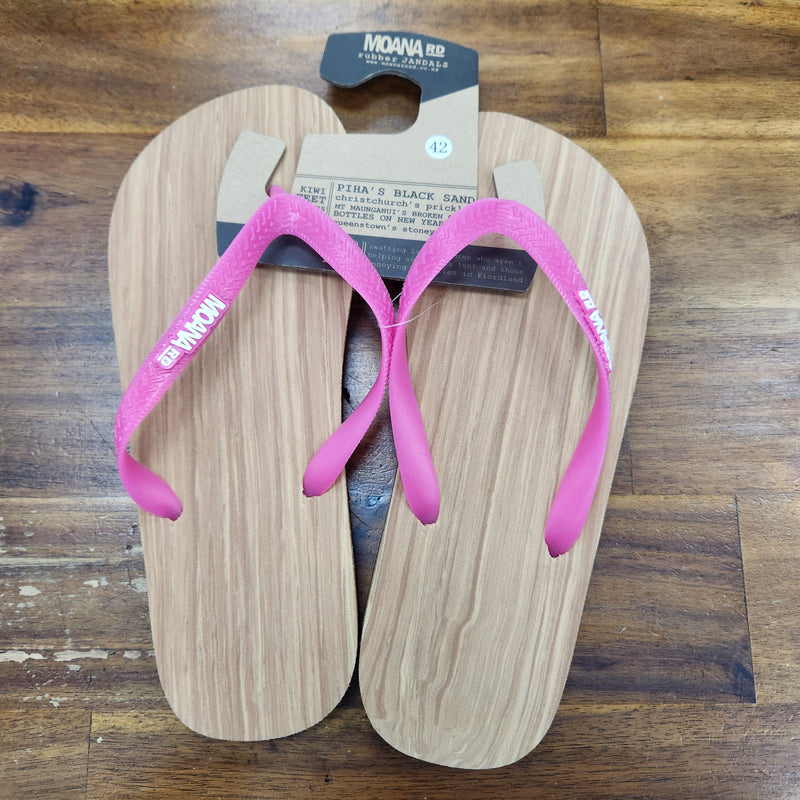 Moana Road Wooden Look Pink Rubber Jandals (SALE)
