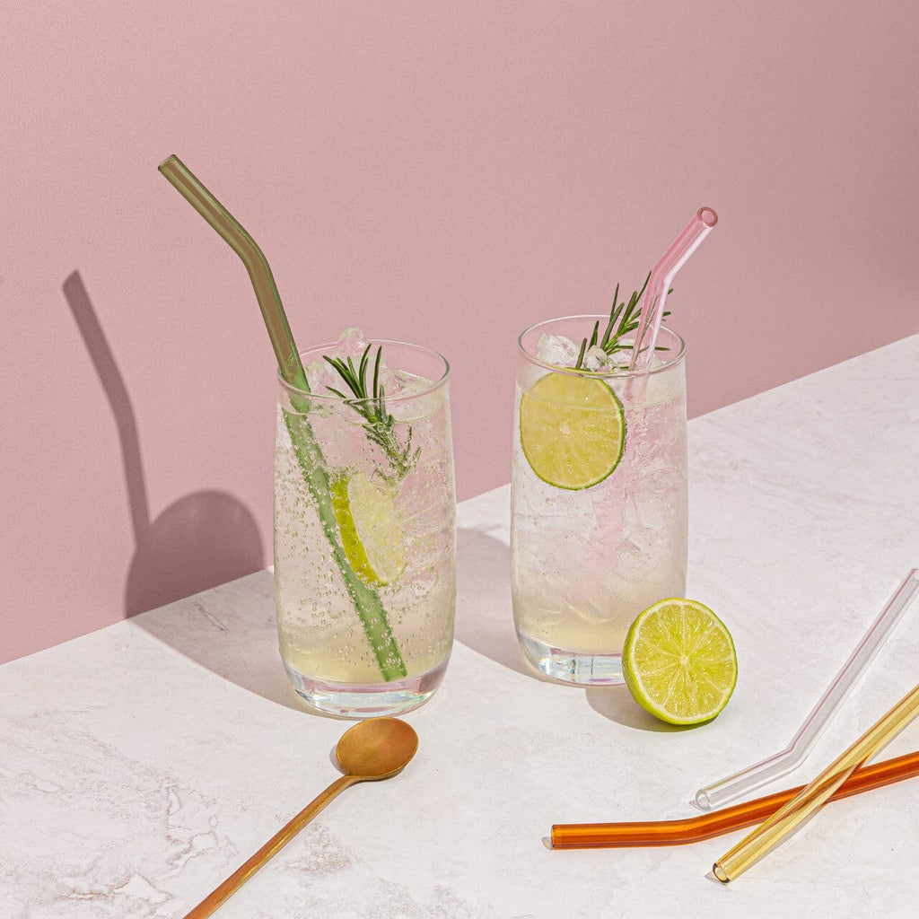 Glass Drinking Straws - Set of 6 Multi-Colour