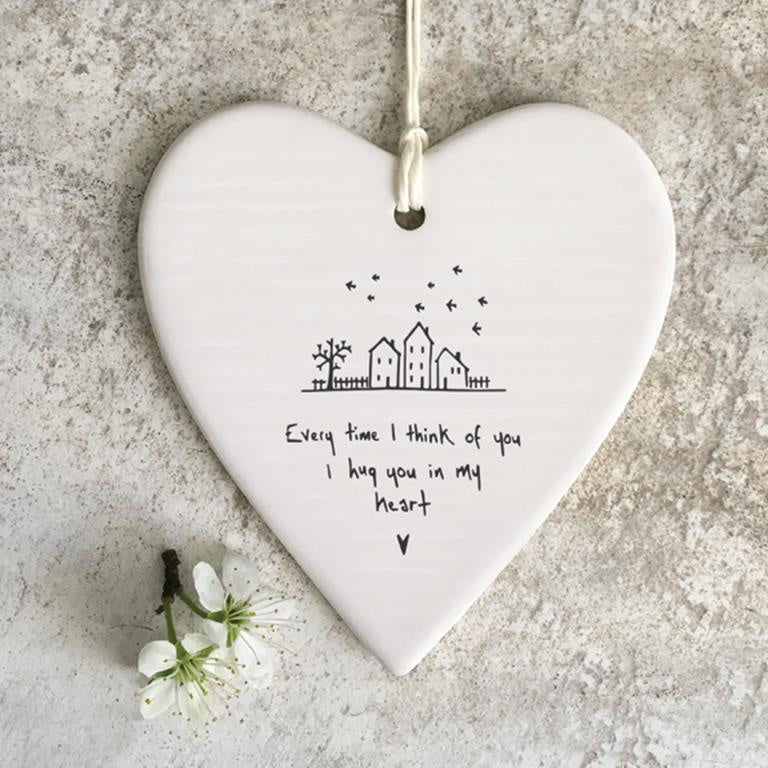 Porcelain Hanging Heart - Everytime I think Of You