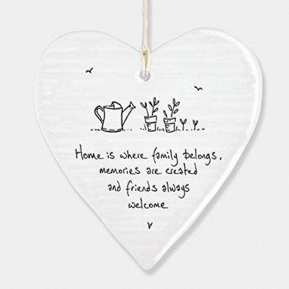Porcelain Hanging Heart - Home Is...