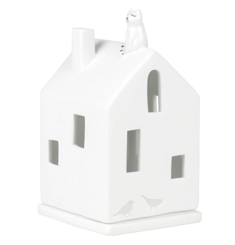 Porcelain Tealight House - Cat on Roof