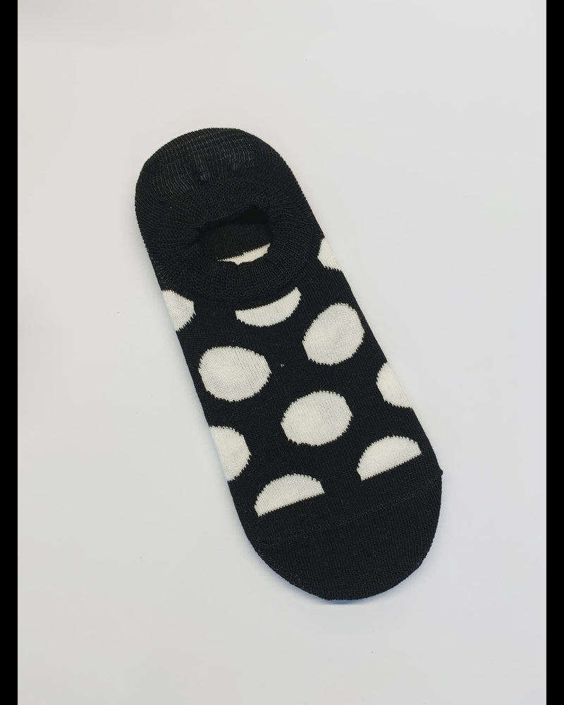 S + G No-show Socks - Black w White Spots