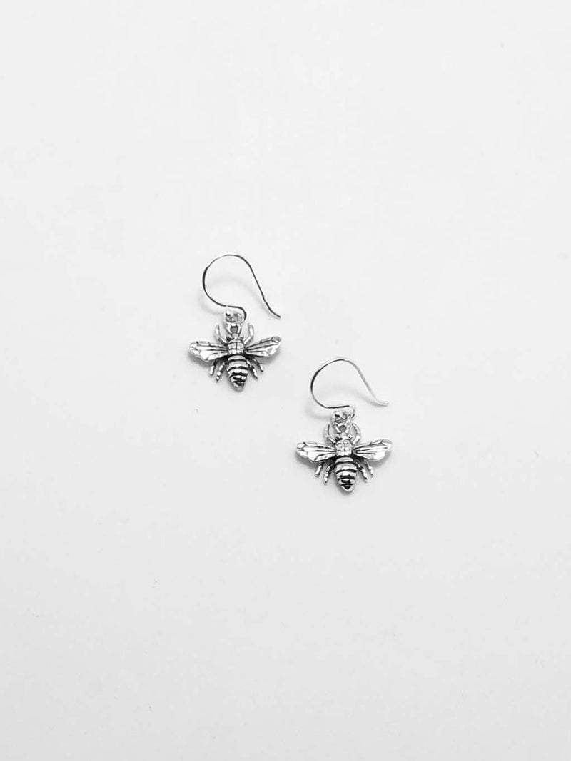Sterling Silver Bee Hook Earrings
