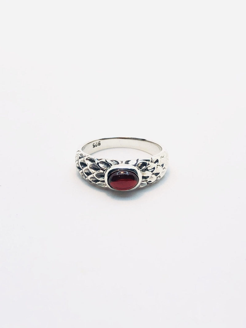 Sterling Silver Dragon's Eye Garnet Ring