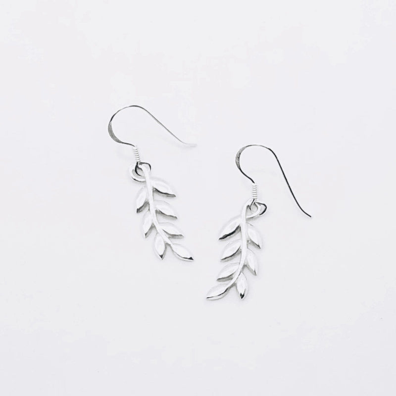 Sterling Silver Olive Leaf Earrings