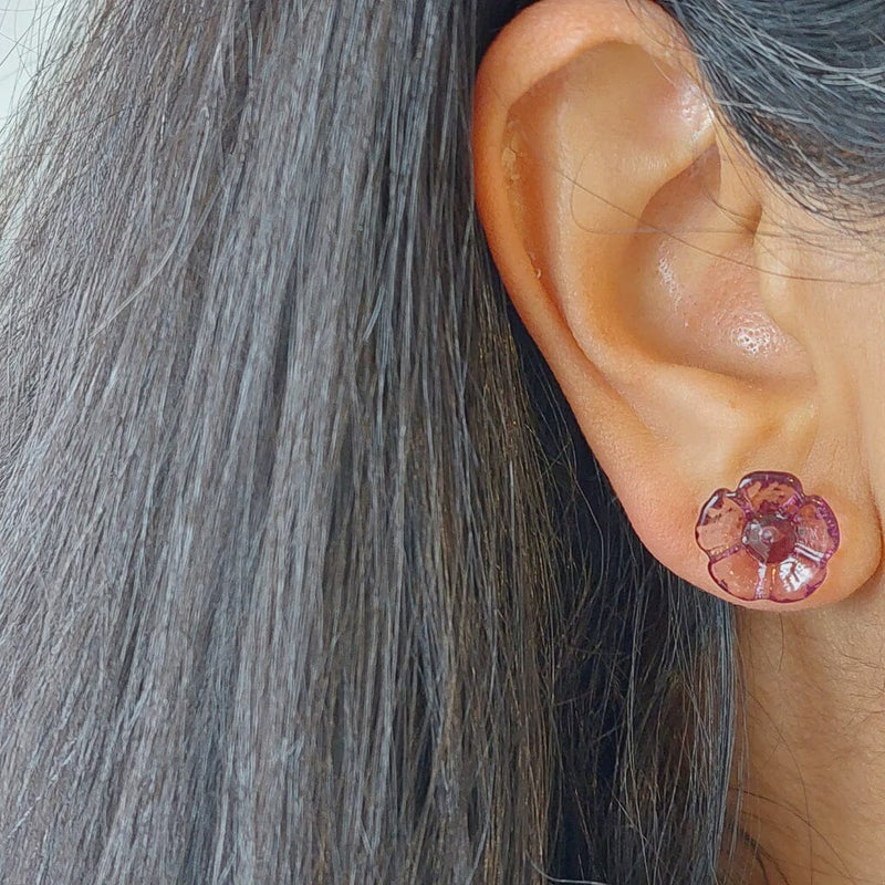 Tiny  Glass Flower Studs