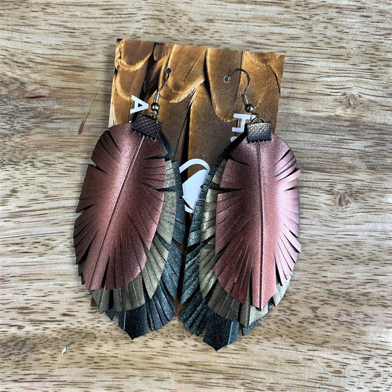 Triple Feather Earrings