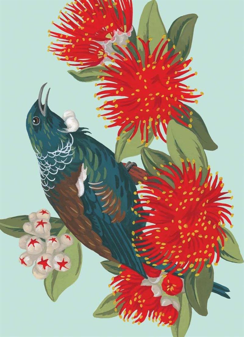 Tui on Pohutakawa Lens Cloth - Tanya Wolfkamp