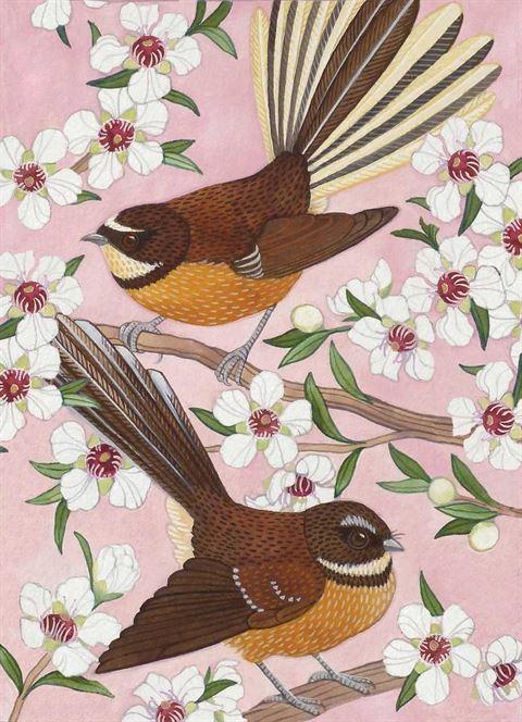 Two Fantails on a Branch lens cloth - Tanya Wolfkamp