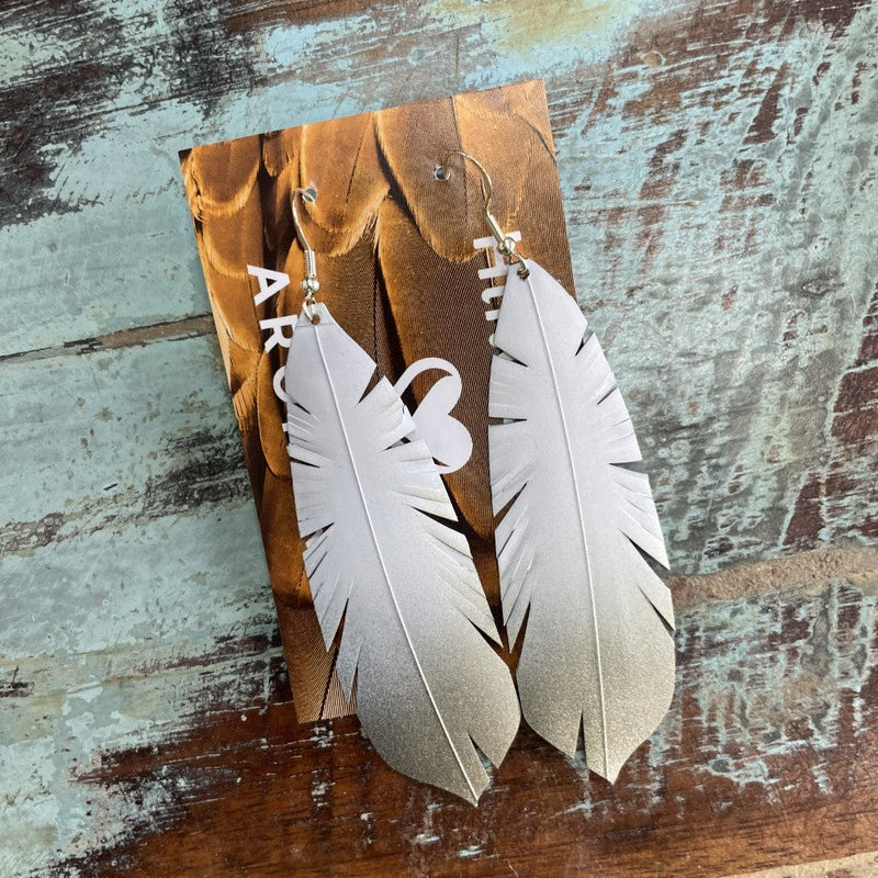 White Huia Earrings with Gold Tip